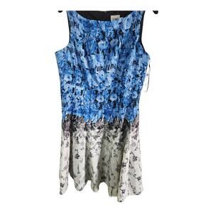 J. Taylor women's blue black ombre floral knees length sleeveless dress sz 18